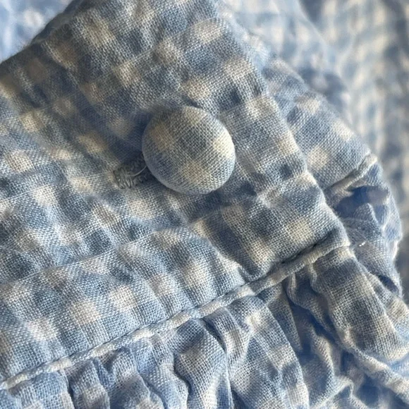 Sandy Liang x Target Blue Gingham 3/4 Sleeve Shirtdress Dress - Picture 4 of 11